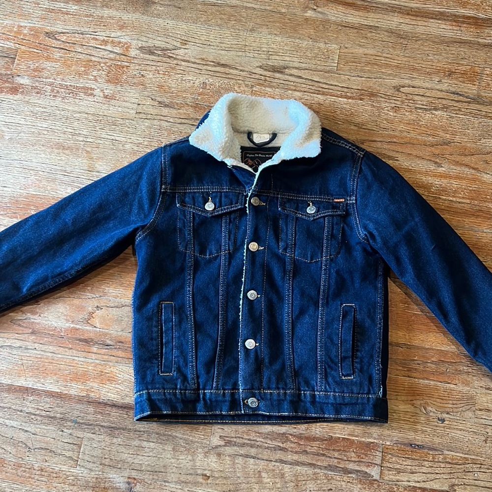 Zara Sherpa Lined Denim Jacket, size 10